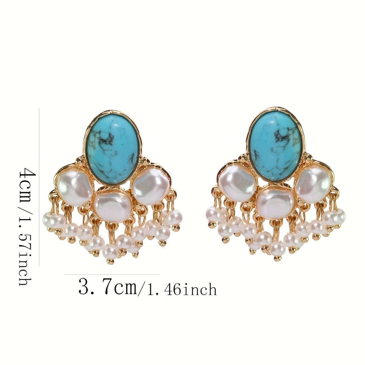 18k Vintage Turquoise Pearl Earrings