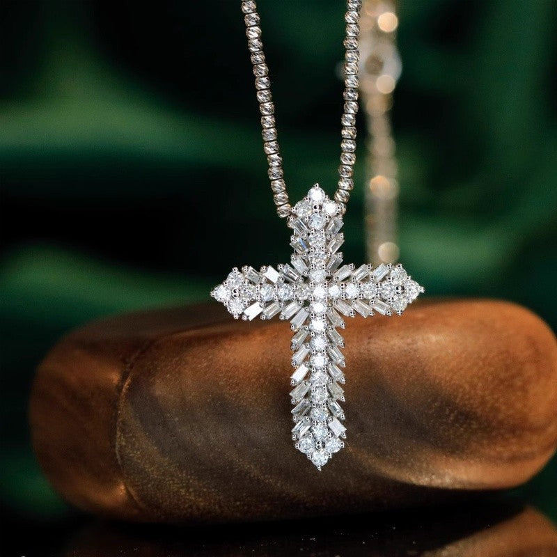 Layered Zircon Cross Necklace