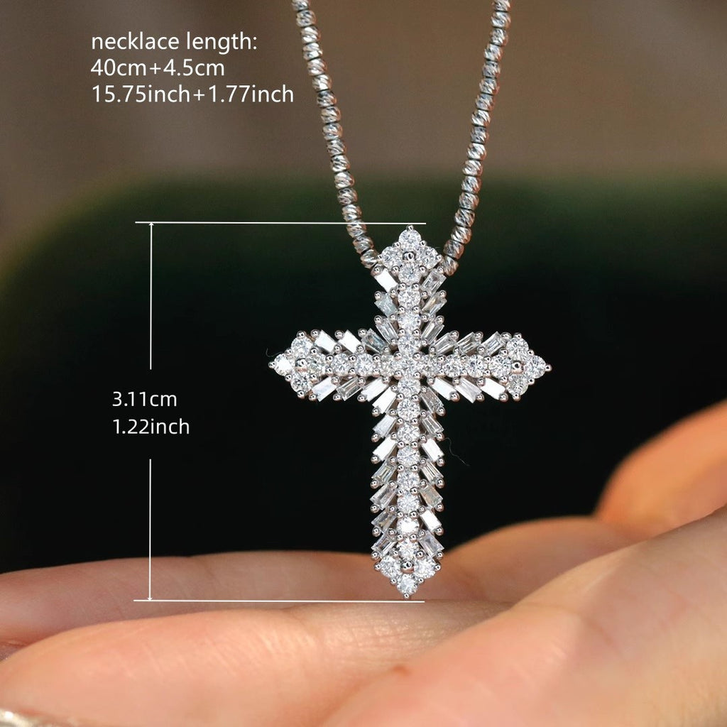 Layered Zircon Cross Necklace