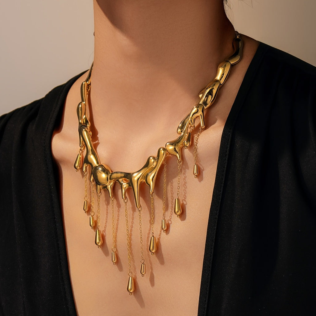 18k Elegant Drip Choker Necklace