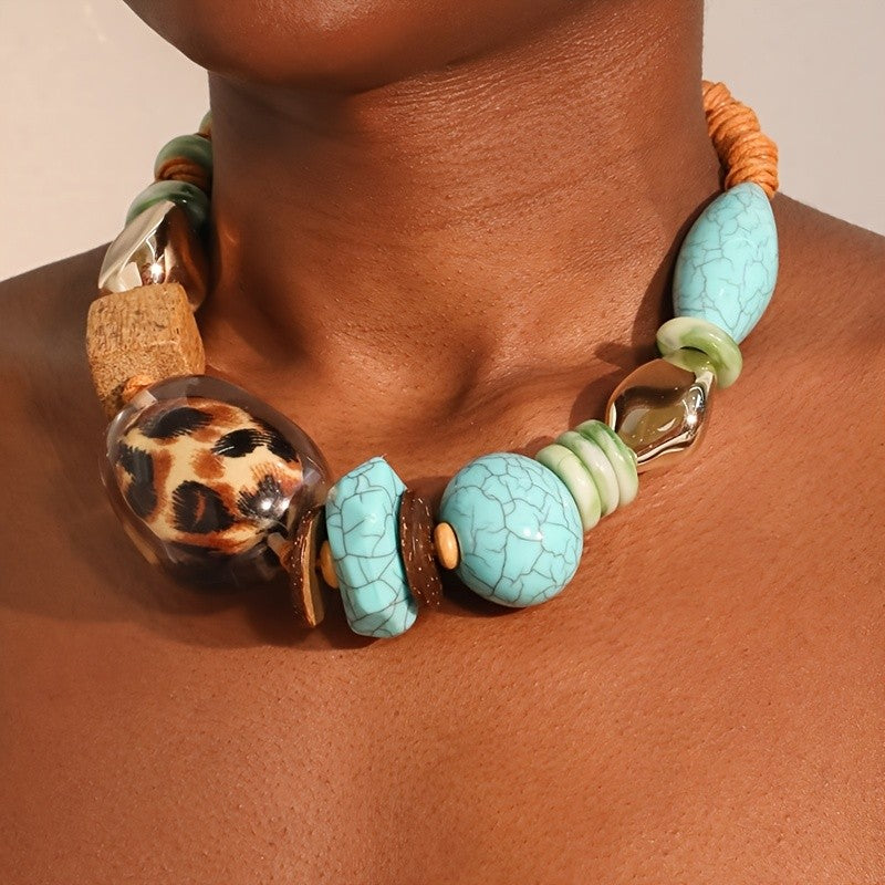 Boho Turquoise Leopard Necklace