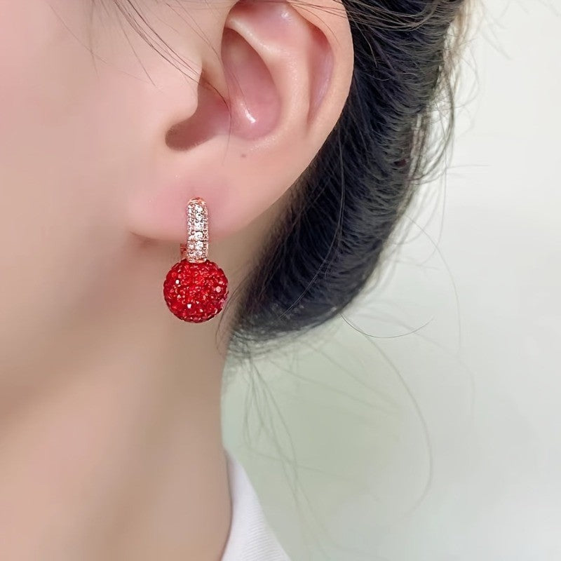 Elegant Red Zircon Drop Earrings