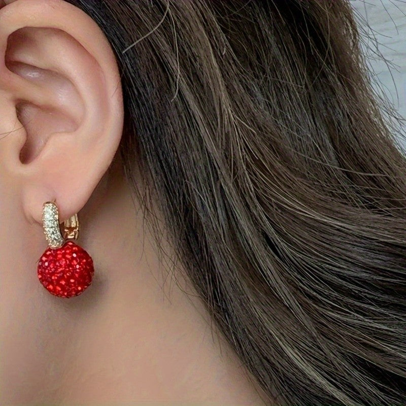Elegant Red Zircon Drop Earrings
