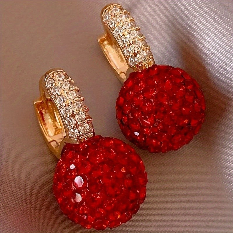 Elegant Red Zircon Drop Earrings