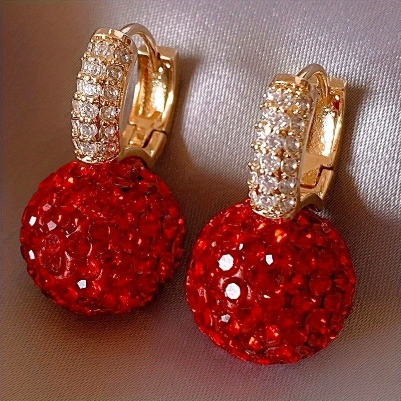 Elegant Red Zircon Drop Earrings