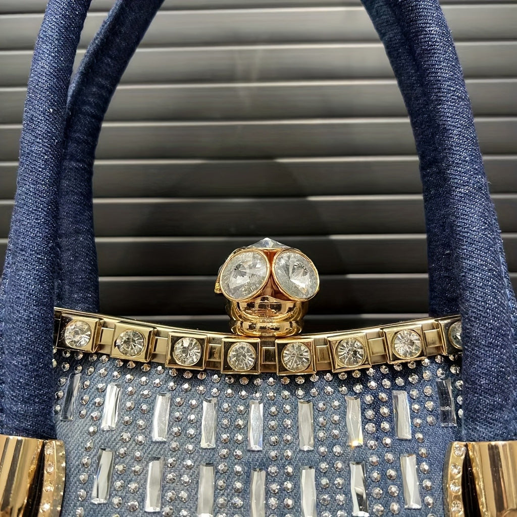 Elegant Blue Woven Handbag