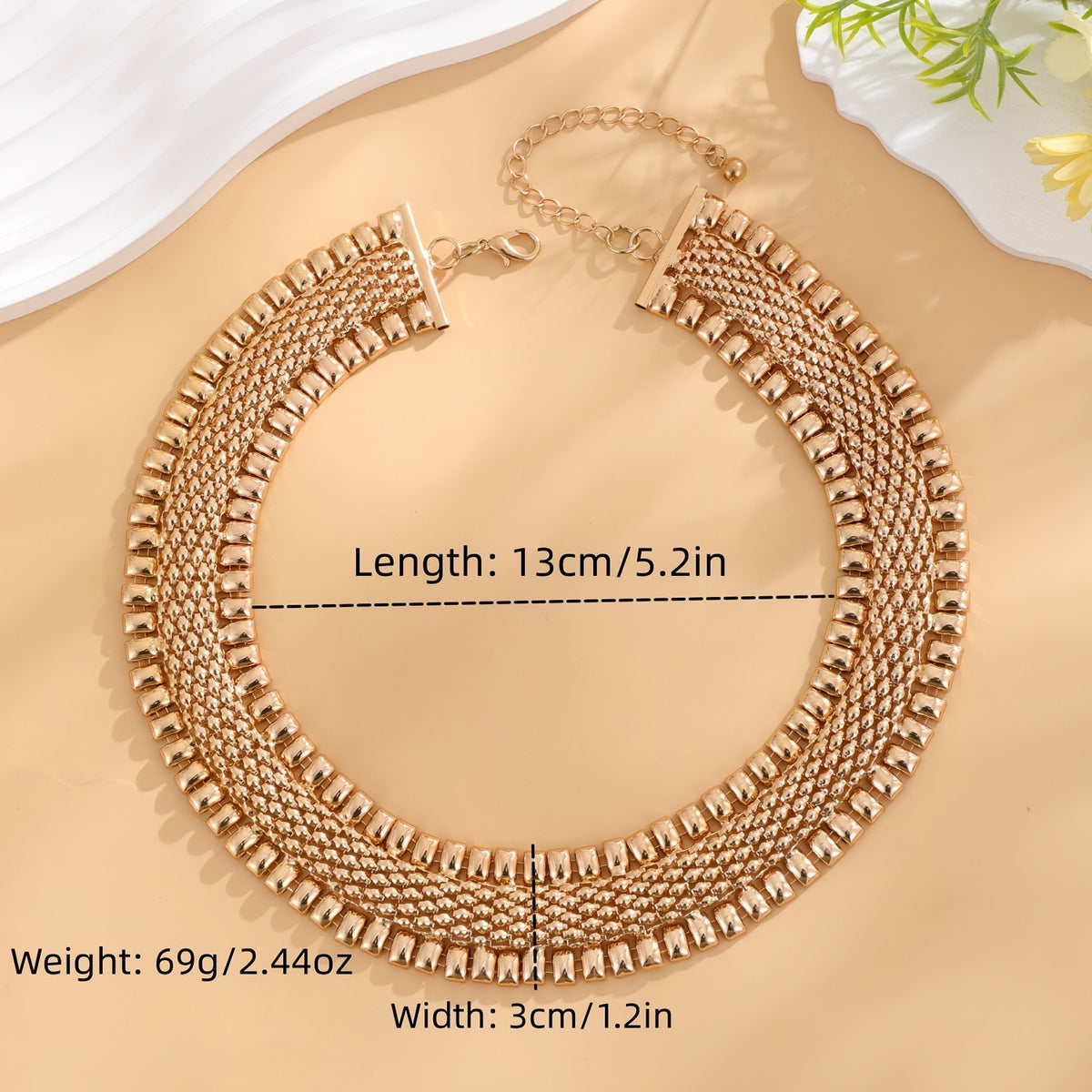 14k Geometric Wide Necklace