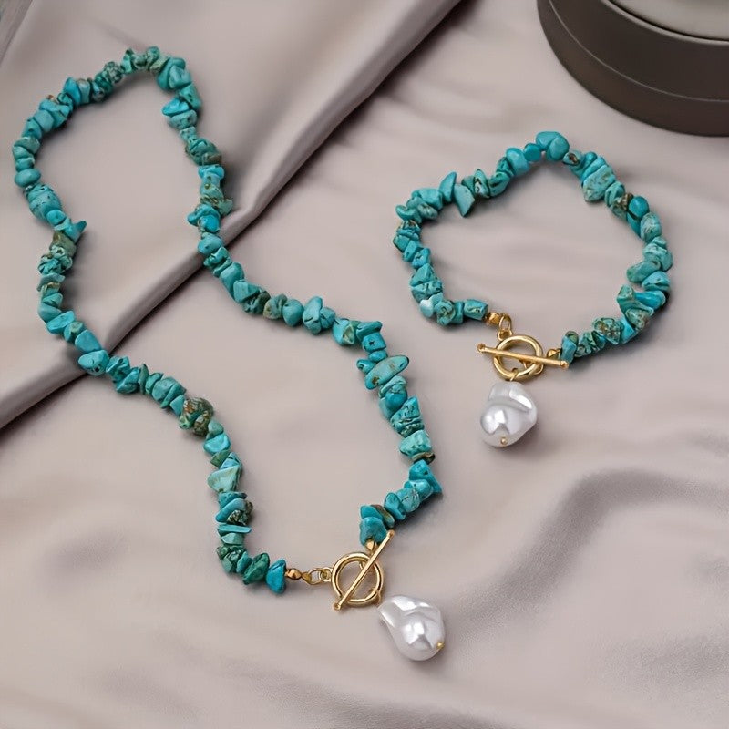 2PC 14k Boho Stone Jewelry Set