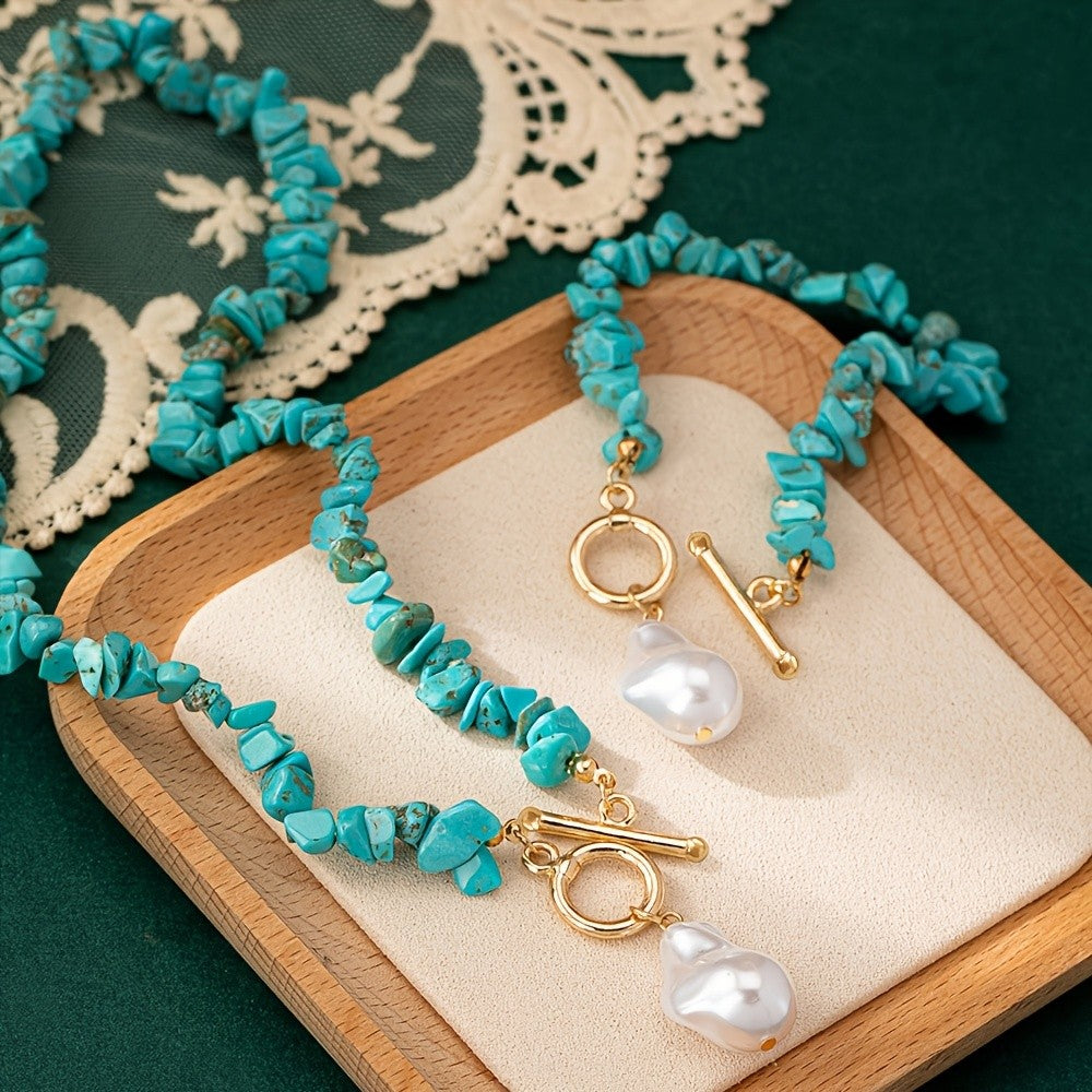 2PC 14k Boho Stone Jewelry Set
