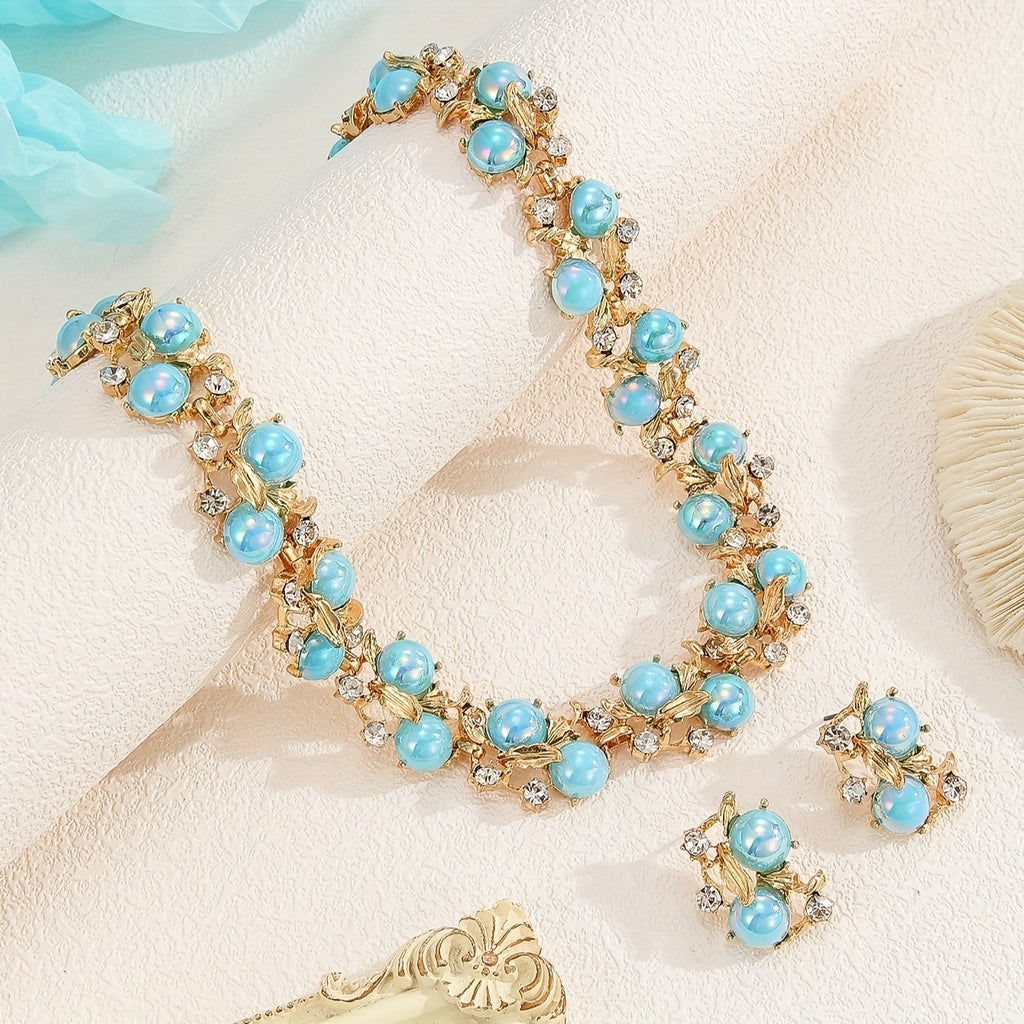 18k Boho Blue Flower Jewelry Set