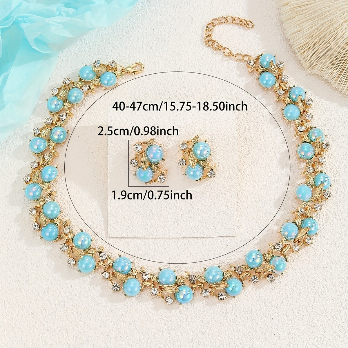 18k Boho Blue Flower Jewelry Set