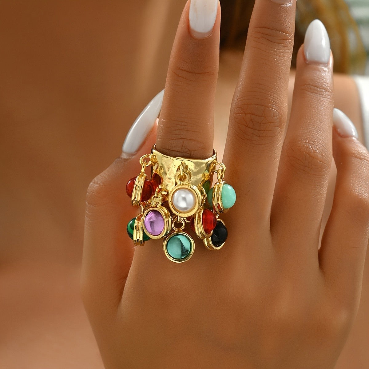 18k Boho Multi-Stone Ring