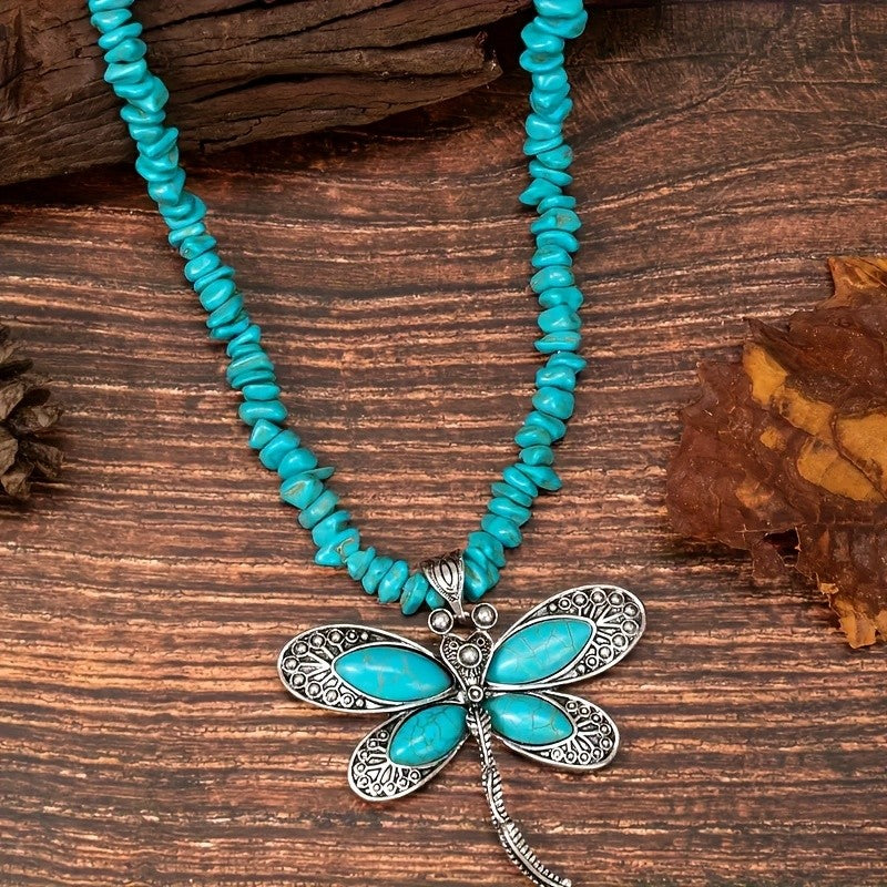Boho Turquoise Dragonfly Necklace