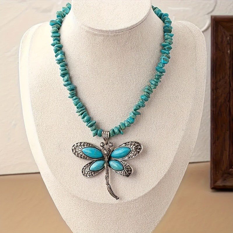 Boho Turquoise Dragonfly Necklace