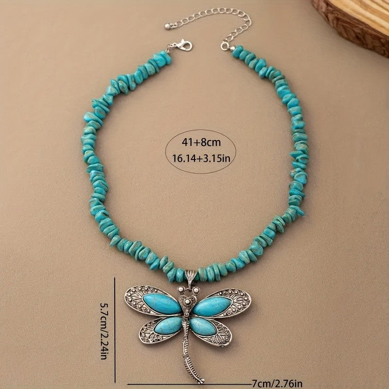 Boho Turquoise Dragonfly Necklace