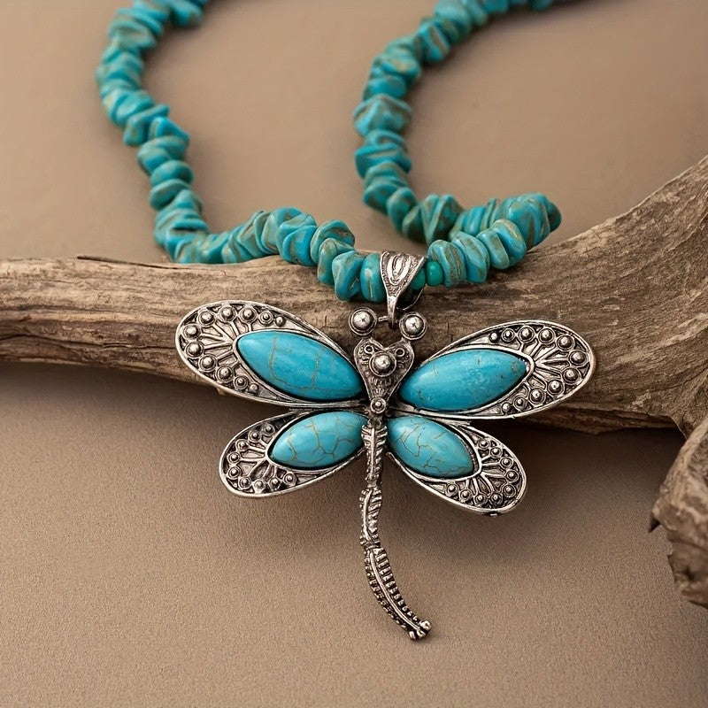 Boho Turquoise Dragonfly Necklace