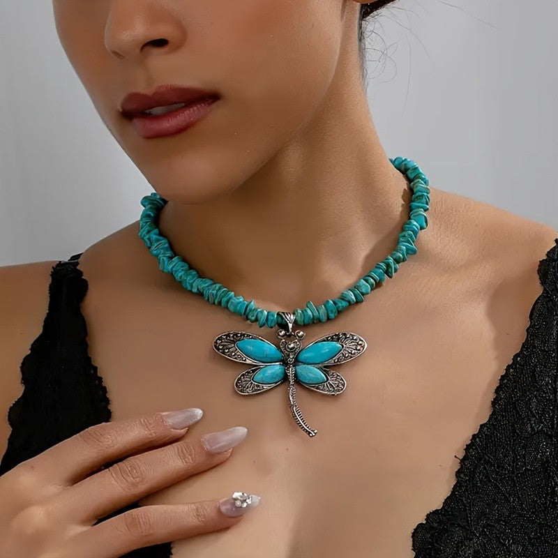 Boho Turquoise Dragonfly Necklace
