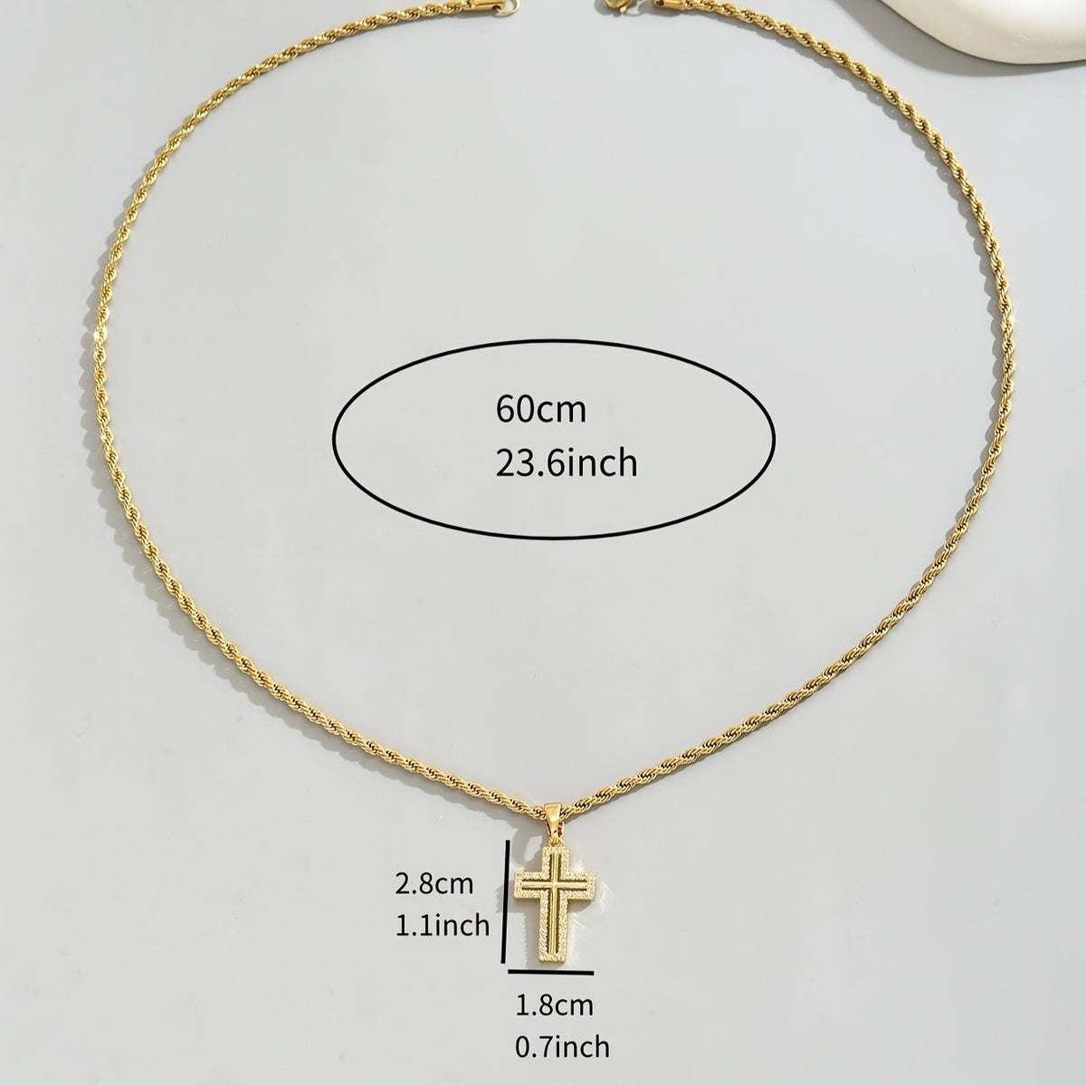 18k Paved Cross Rope Necklace