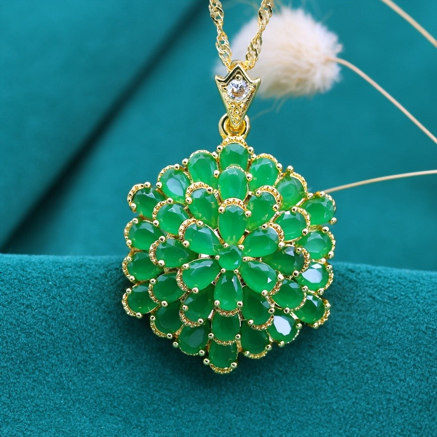 Vintage Green Flower Necklace