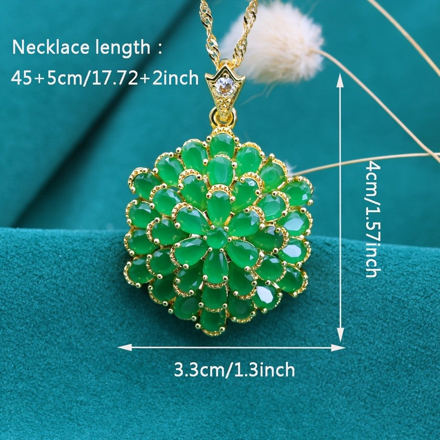 Vintage Green Flower Necklace