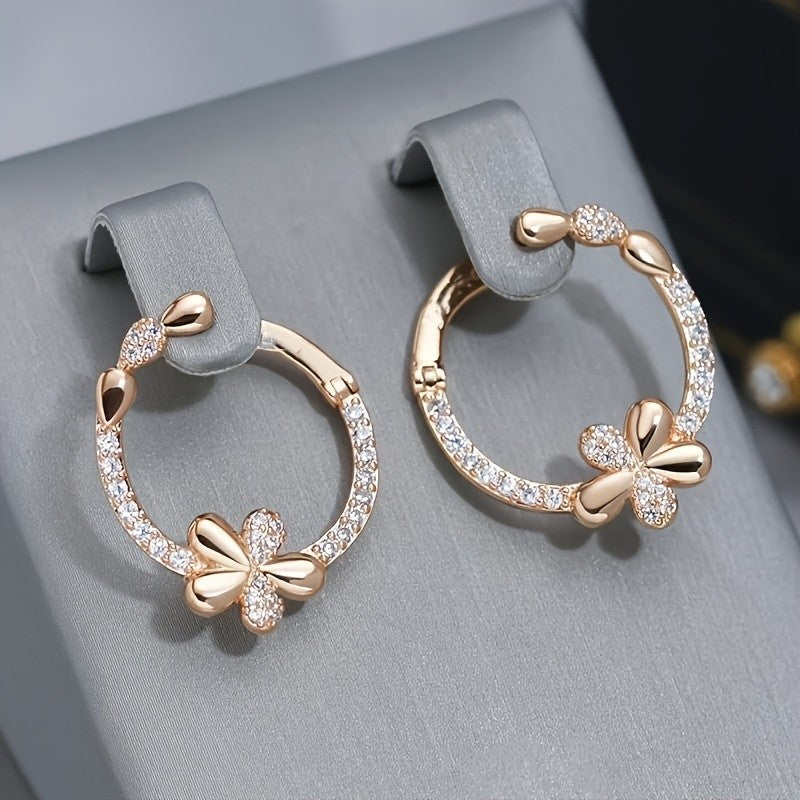 18k Elegant Clover Hoop Earrings