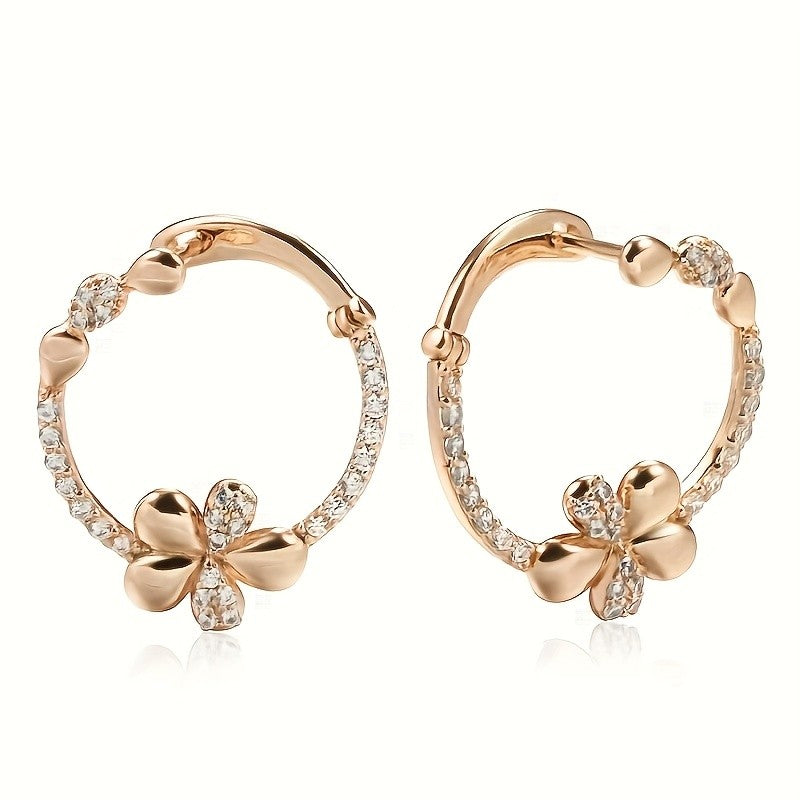 18k Elegant Clover Hoop Earrings