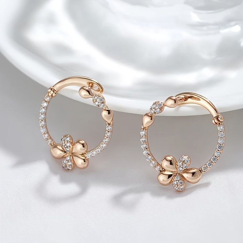 18k Elegant Clover Hoop Earrings