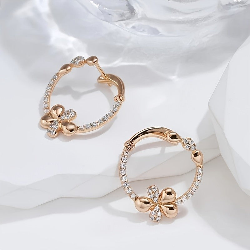 18k Elegant Clover Hoop Earrings