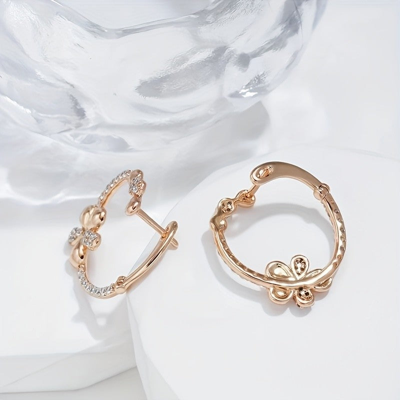 18k Elegant Clover Hoop Earrings