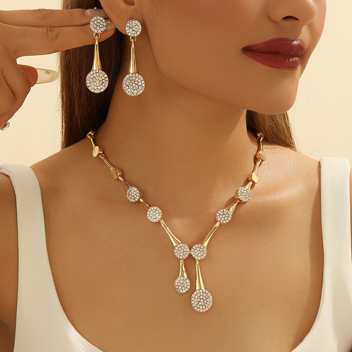 18k Elegant Rhinestone Jewelry Set