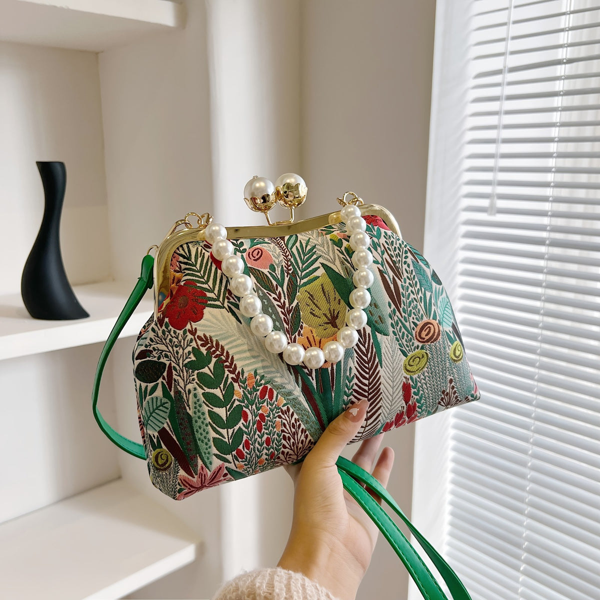 Pearl Botanical Clutch