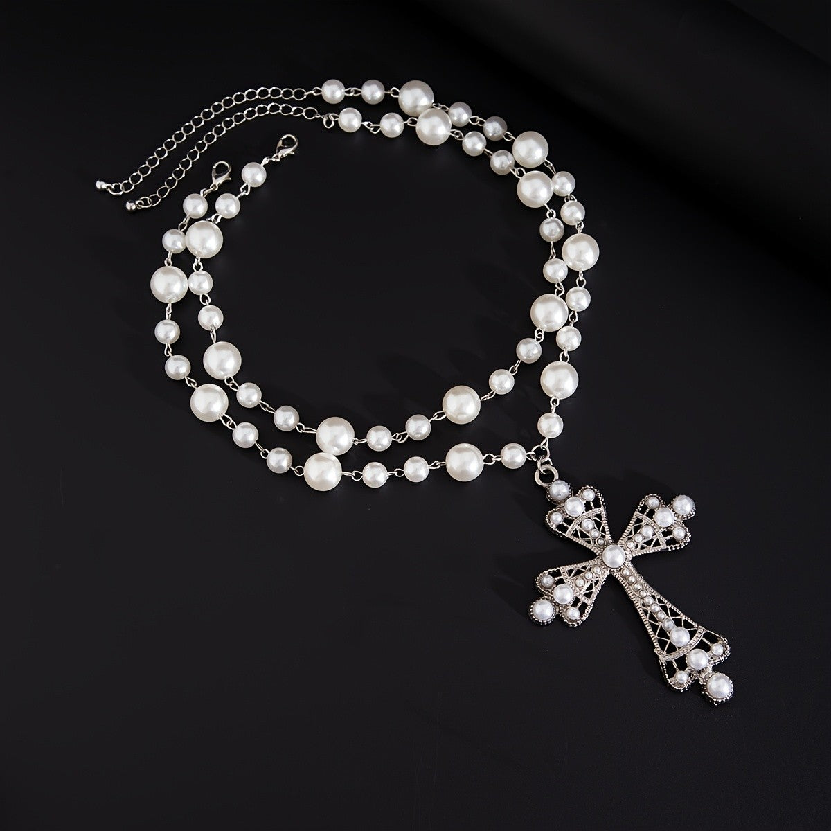 Pearl Cross Pendant Necklace