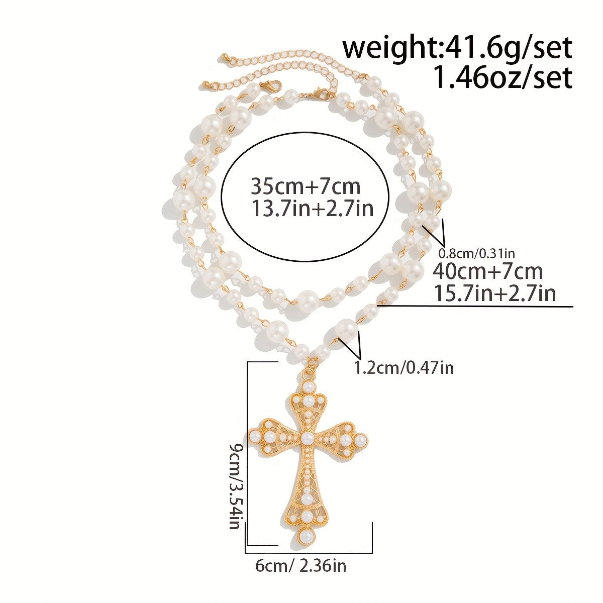 Pearl Cross Pendant Necklace