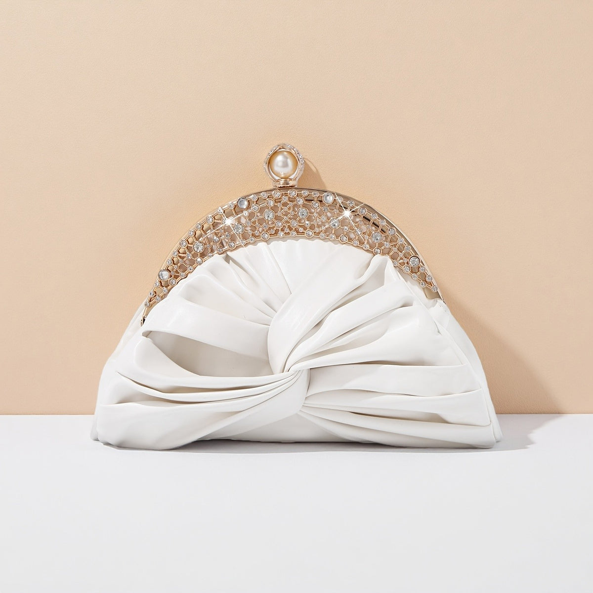 Elegant Pleated Pearl Clutch