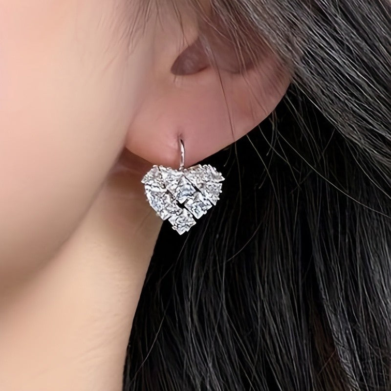 Elegant Heart Cluster Earrings