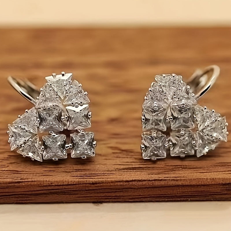 Elegant Heart Cluster Earrings