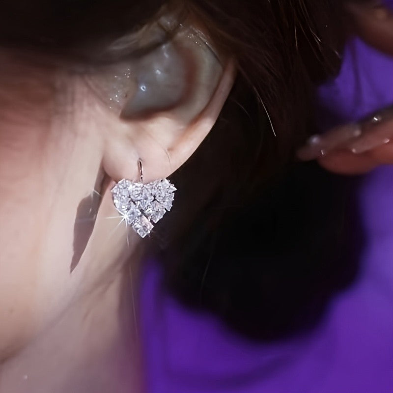 Elegant Heart Cluster Earrings