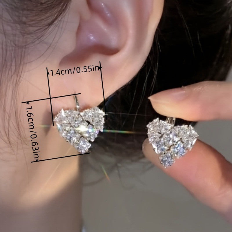 Elegant Heart Cluster Earrings