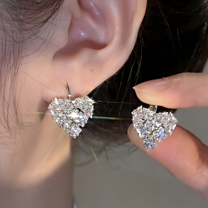 Elegant Heart Cluster Earrings