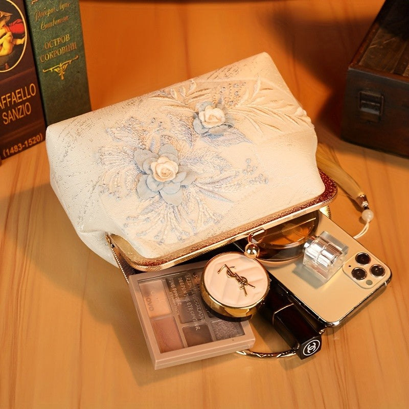 Elegant Floral Pearl Clutch