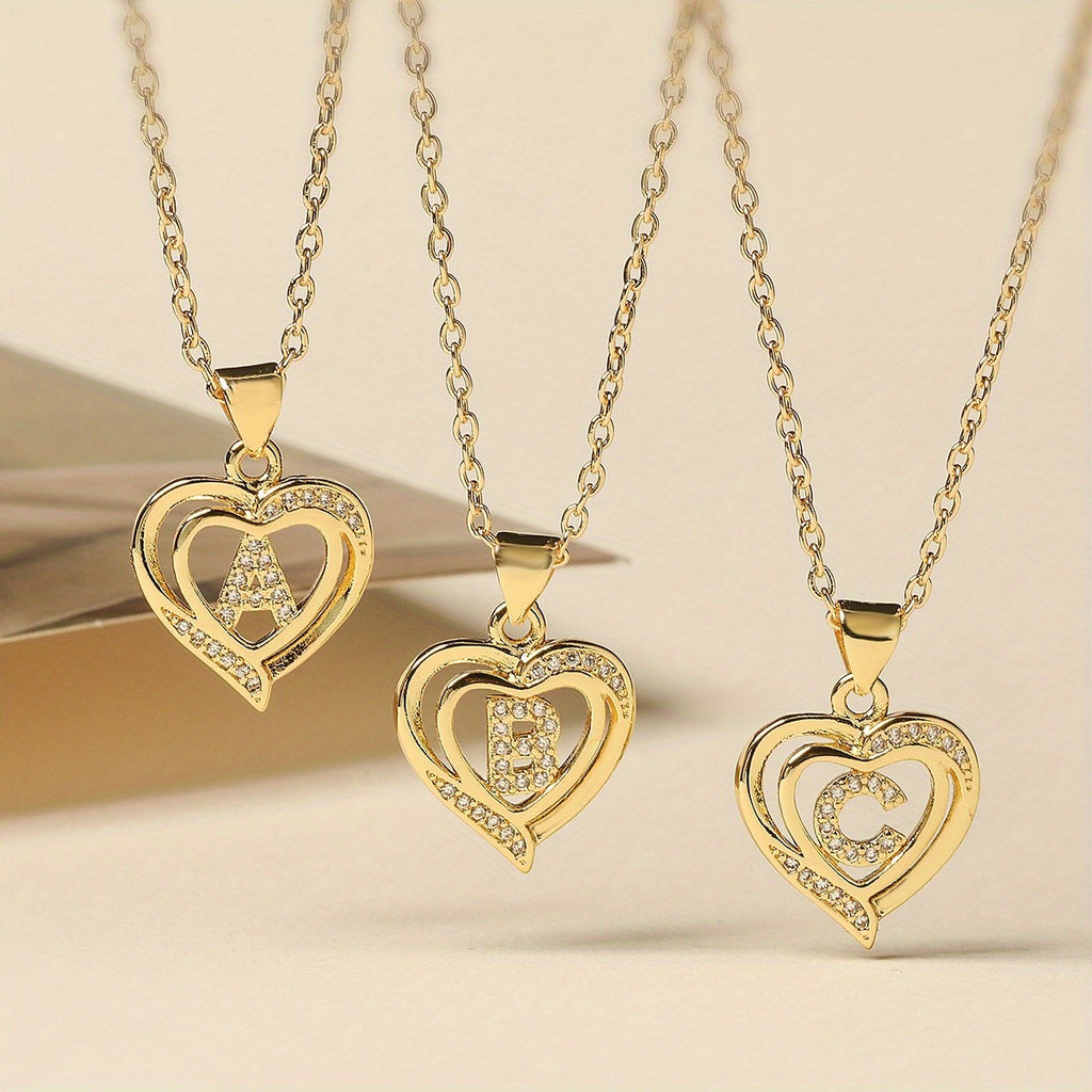18k Elegant Initial Heart Necklace