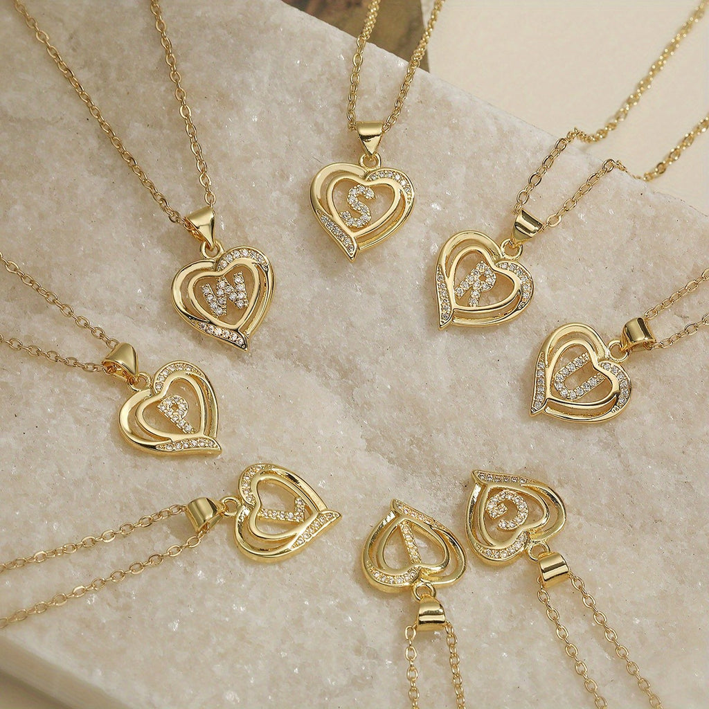 18k Elegant Initial Heart Necklace