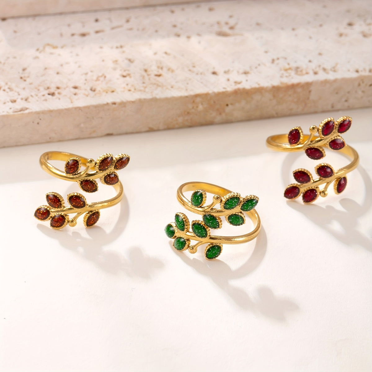 18k Elegant Leaf Open Ring