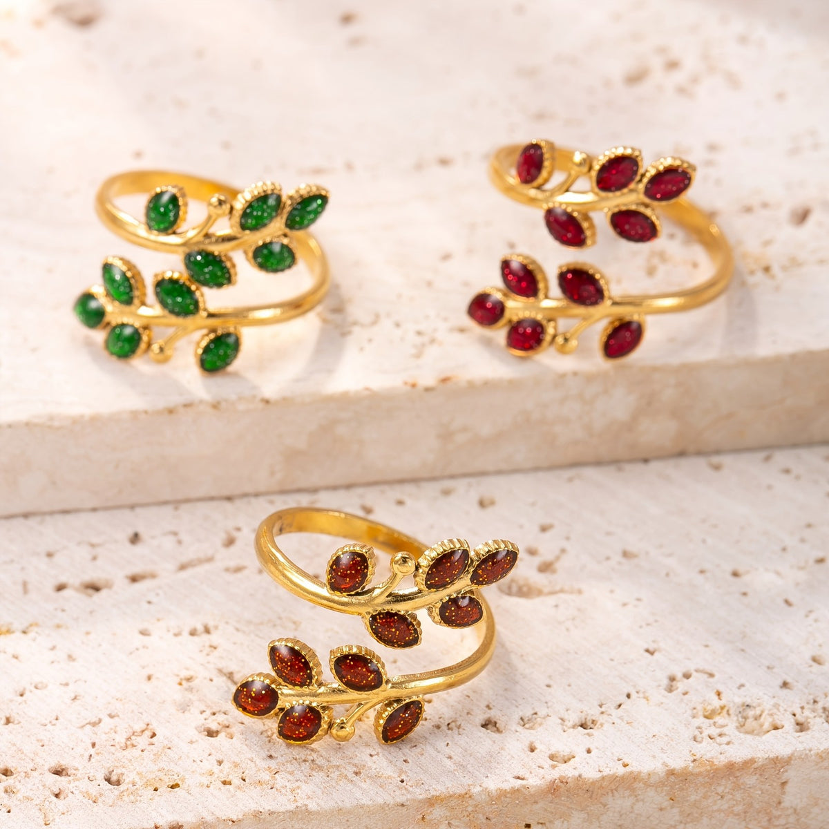 18k Elegant Leaf Open Ring