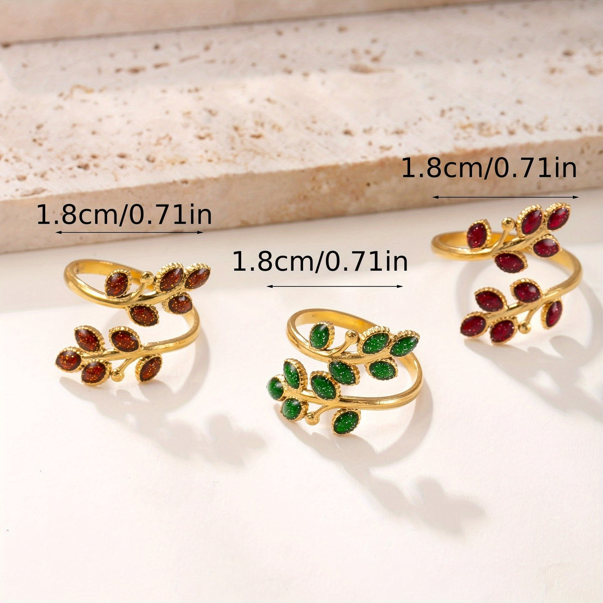 18k Elegant Leaf Open Ring