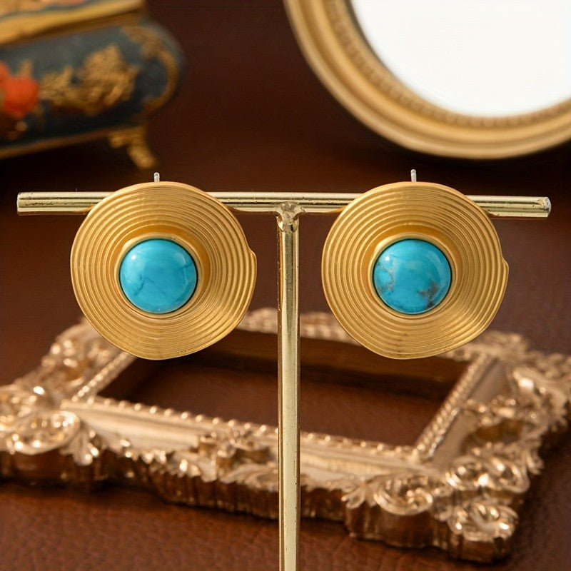 18k Vintage Turquoise Earrings