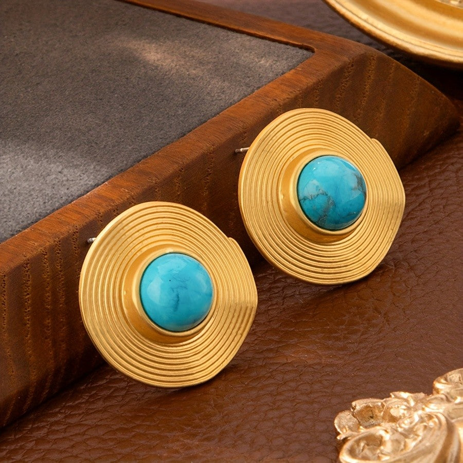 18k Vintage Turquoise Earrings