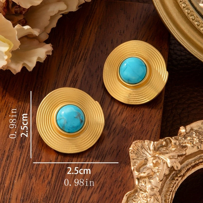 18k Vintage Turquoise Earrings