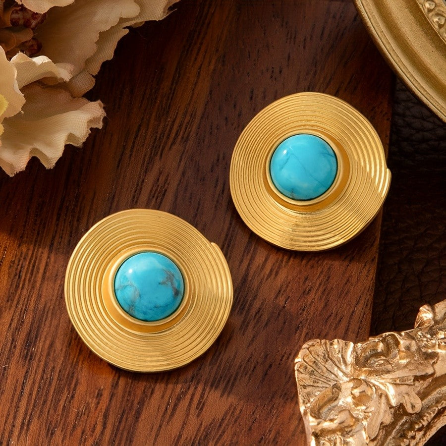 18k Vintage Turquoise Earrings