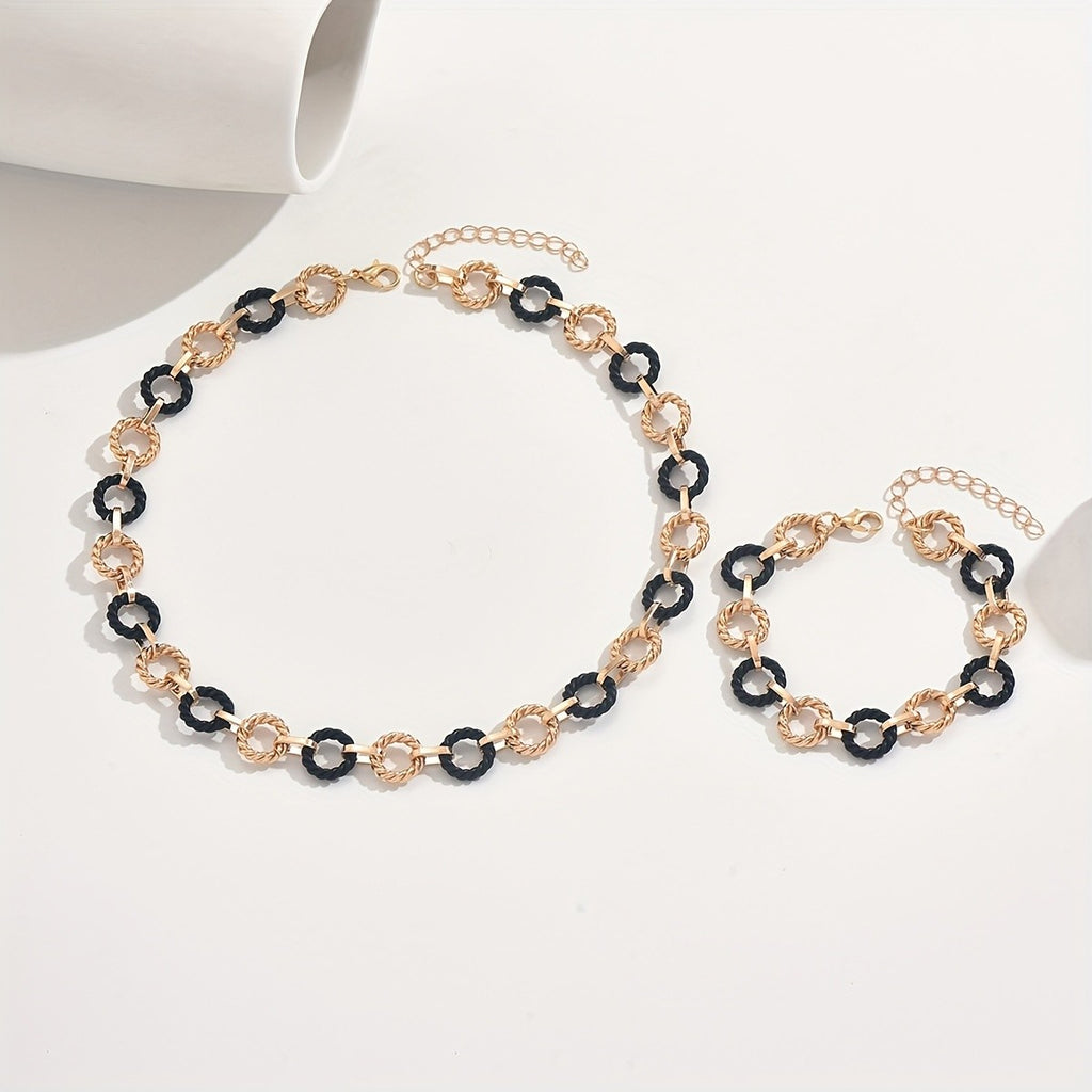 2PC Geometric Link Jewelry Set